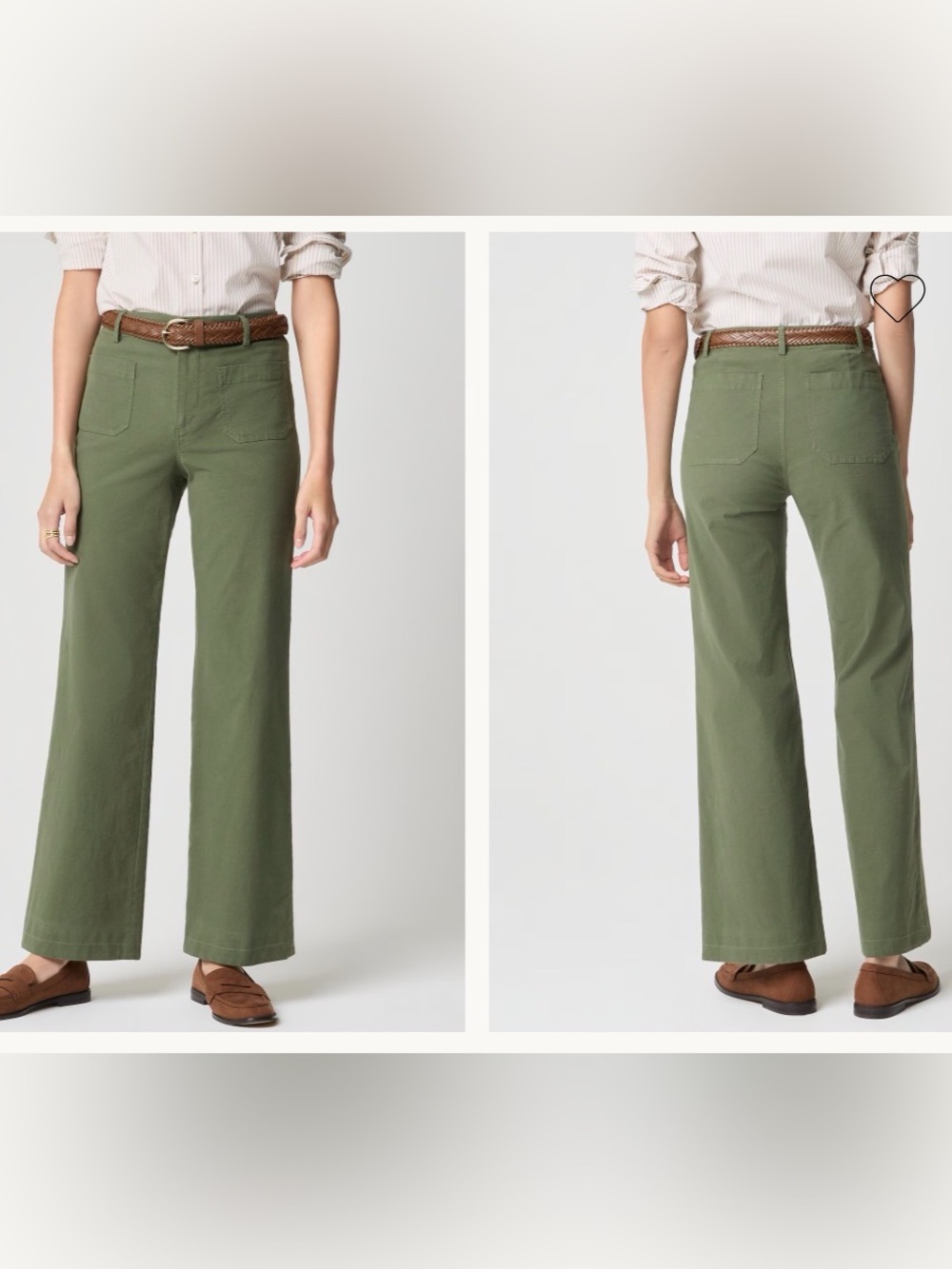 J.Crew Lizzie Wide-Leg High-Rise Pants Distressed Fatigue Green Size 25
